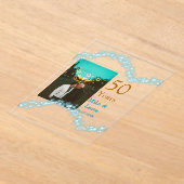 Happy 50th anniversary add couple name date weddin アクリル招待状 (レイダウン)