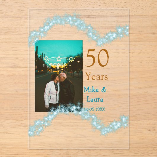 Happy 50th anniversary add couple name date weddin アクリル招待状 (正面)