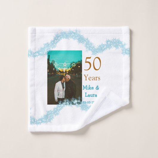 Happy 50th anniversary add couple name date weddin ウォッシュタオル (ウォッシュタオル)