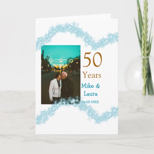 Happy 50th anniversary add couple name date weddin カード (正面)