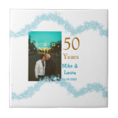 Happy 50th anniversary add couple name date weddin タイル (正面)