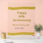 Happy 50th anniversary golden glitter border gray アクリルサイン (ウェディング)