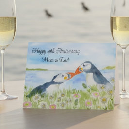 Happy 50th Anniversary Mom & Dad Puffins  カード
