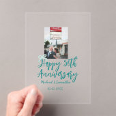 Happy 50th anniversary photo turquoise bow name da アクリル招待状 (インサイチュ (ポータブル))