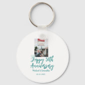 Happy 50th anniversary photo turquoise bow name da キーホルダー (裏面)