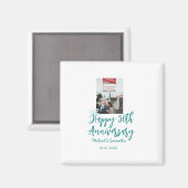 Happy 50th anniversary photo turquoise bow name da マグネット (正面/裏面)