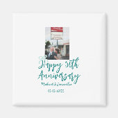 Happy 50th anniversary photo turquoise bow name da マグネット (正面)