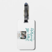 Happy 50th anniversary photo turquoise bow name da ラゲッジタグ (裏面縦)