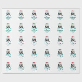 Happy 50th anniversary photo turquoise bow name da ラッピングペーパー