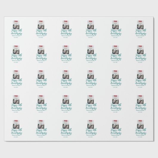 Happy 50th anniversary photo turquoise bow name da ラッピングペーパー (フラット)
