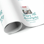 Happy 50th anniversary photo turquoise bow name da ラッピングペーパー (ロールコーナー)