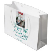 Happy 50th anniversary photo turquoise bow name da ラージペーパーバッグ (裏面アングル)