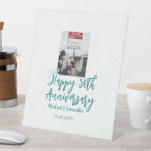 Happy 50th anniversary photo turquoise bow name da 台座サイン (インサイチュ)