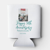 Happy 50th anniversary photo turquoise bow name da 缶クーラー (裏面)