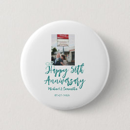 Happy 50th anniversary photo turquoise bow name da 缶バッジ