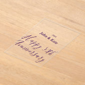 Happy 50th anniversary purple name year simple  アクリル招待状 (レイダウン)