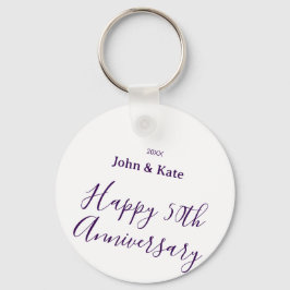 Happy 50th anniversary purple name year simple  キーホルダー