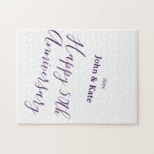 Happy 50th anniversary purple name year simple  ジグソーパズル (横)