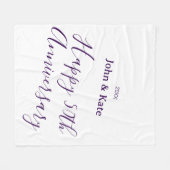 Happy 50th anniversary purple name year simple  フリースブランケット (正面(横))
