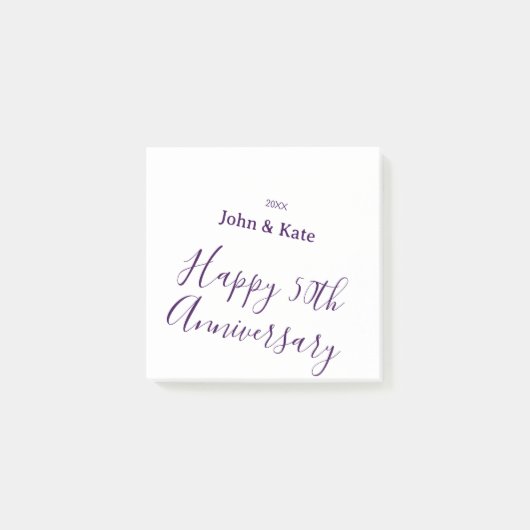 Happy 50th anniversary purple name year simple  ポストイット (正面)