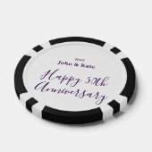 Happy 50th anniversary purple name year simple  ポーカーチップ (シングル)