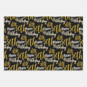 Happy 50th Birthday Black Gold Foliage Photo ラッピングペーパーシート (正面3)