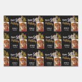 Happy 50th Birthday Black Gold Foliage Photo ラッピングペーパーシート (正面2)