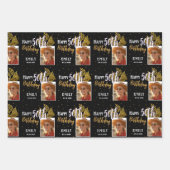 Happy 50th Birthday Black Gold Foliage Photo ラッピングペーパーシート (正面)