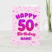 Happy 50th Birthday Card with Custom Name カード (正面)