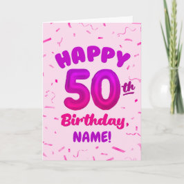 Happy 50th Birthday Card with Custom Name カード