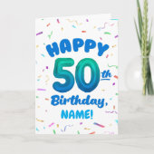 Happy 50th Birthday Card with Custom Name カード (正面)
