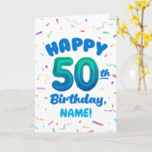 Happy 50th Birthday Card with Custom Name カード (黄色い花)