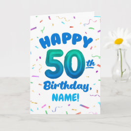 Happy 50th Birthday Card with Custom Name カード