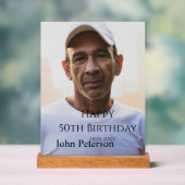 Happy 50th birthday name photo year man simple min アクリルサイン (ニュートラル)