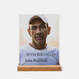 Happy 50th birthday name photo year man simple min アクリルサイン