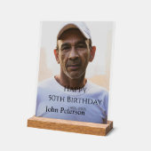 Happy 50th birthday name photo year man simple min アクリルサイン (傾斜)