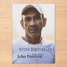 Happy 50th birthday name photo year man simple min アクリル招待状