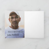 Happy 50th birthday name photo year man simple min カード (内部)