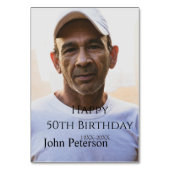 Happy 50th birthday name photo year man simple min テーブルナンバー (裏面)