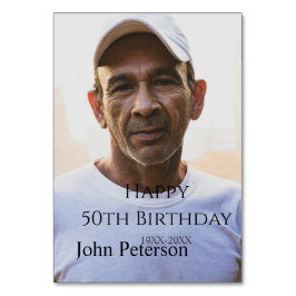 Happy 50th birthday name photo year man simple min テーブルナンバー