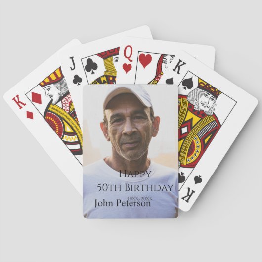 Happy 50th birthday name photo year man simple min トランプ (裏面)