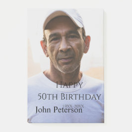 Happy 50th birthday name photo year man simple min ポストイット