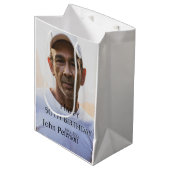 Happy 50th birthday name photo year man simple min ミディアムペーパーバッグ (正面アングル)