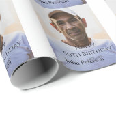 Happy 50th birthday name photo year man simple min ラッピングペーパー (ロールコーナー)