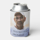 Happy 50th birthday name photo year man simple min 缶クーラー (缶正面)