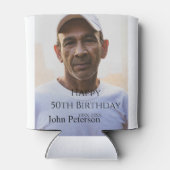 Happy 50th birthday name photo year man simple min 缶クーラー (裏面)