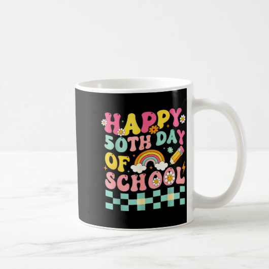 Happy 50th Day Of School Retro Teacher Students Sm コーヒーマグカップ (右)