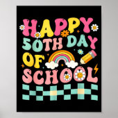 Happy 50th Day Of School Retro Teacher Students Sm ポスター (正面)