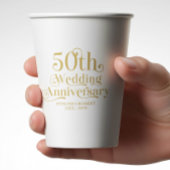 Happy 50th Wedding Anniversary Gold Typography 紙コップ