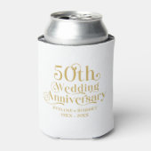 Happy 50th Wedding Anniversary Gold Typography 缶クーラー (缶正面)